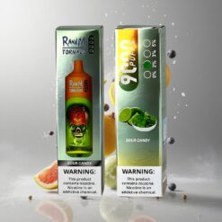 Sour Candy RandM Fumot Tornado 9000 Savanyú Cukorka 9000 Füst 850 mAh Felhasználható Akku 54 Fajta Íz vape Hungary